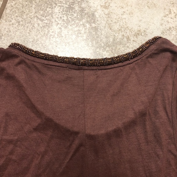 🛍Gap sleeveless brown blouse w beaded neck line - Picture 5 of 5